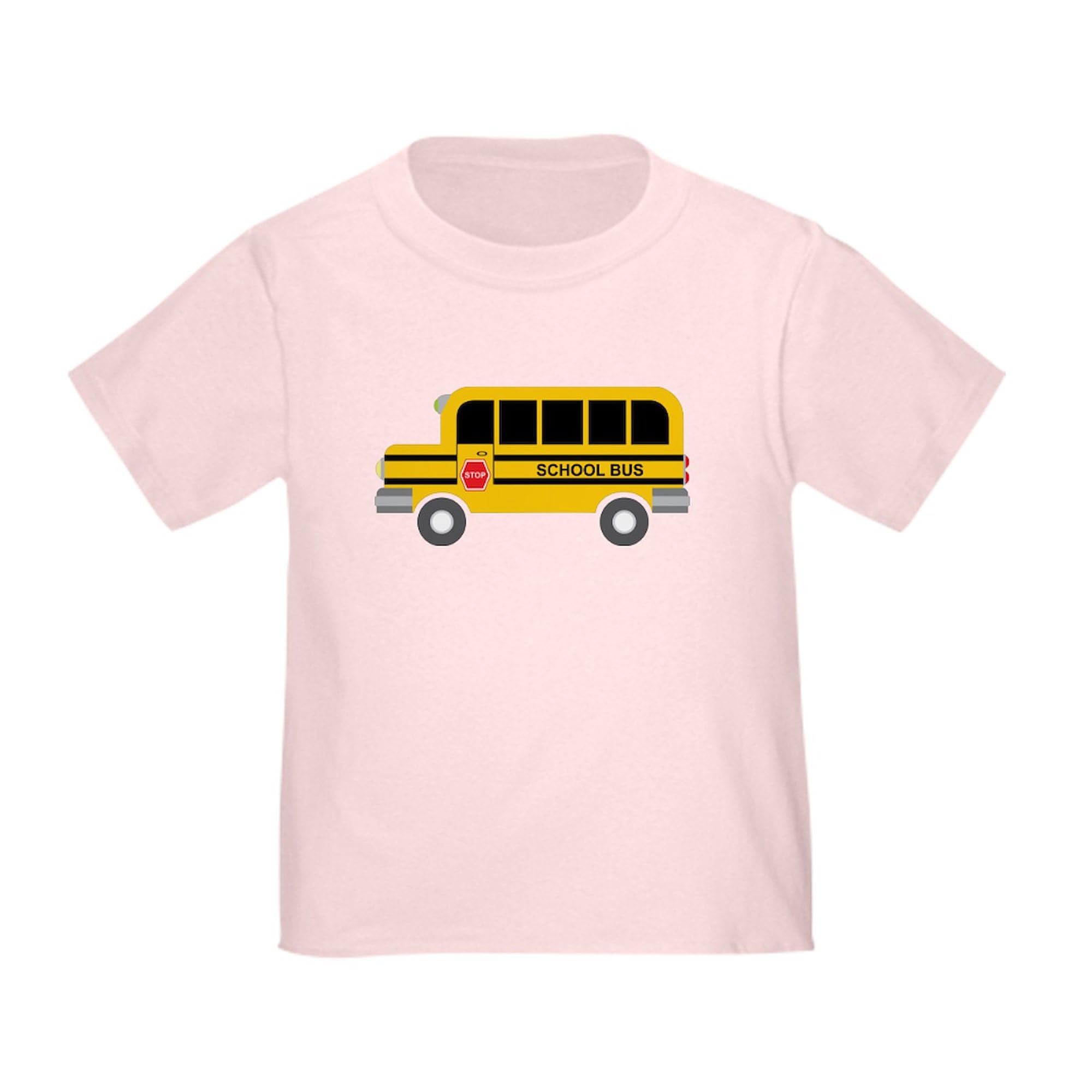 CafePress School Bus T Shirt Toddler Graphic Tee, 100% Cotton Pink