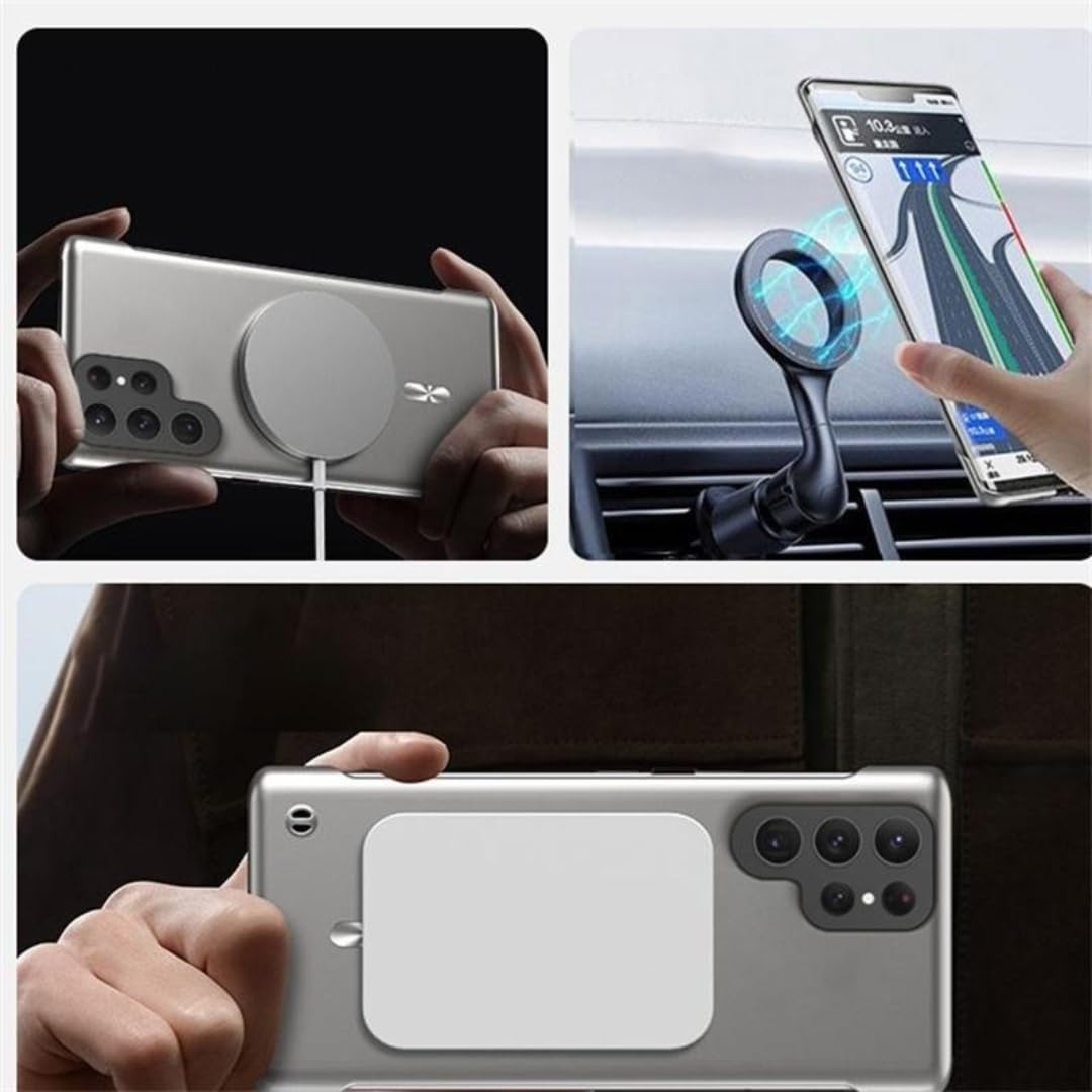 Ultracienkie, bezramkowe, magnetyczne etui metalowe do Samsunga S25 Edge, S24, S23, S22, S21 Fe Plus, Note 20 Ultra, A55, A56 (do Galaxy S20 Ultra/czarne)