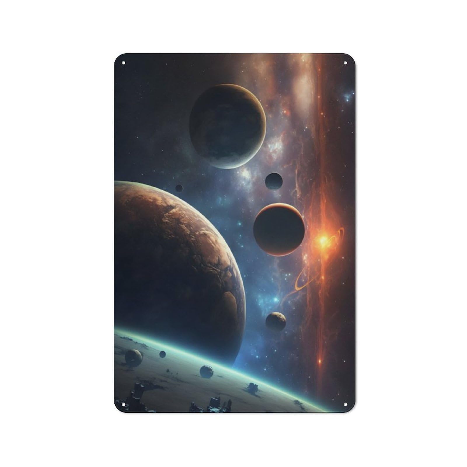 Junmoney All The Planets Tin Wall Plaque 30X20cm With For Man Cave Or Games Room, A New Home Present For Leisure-Room Decor Enthusiasts