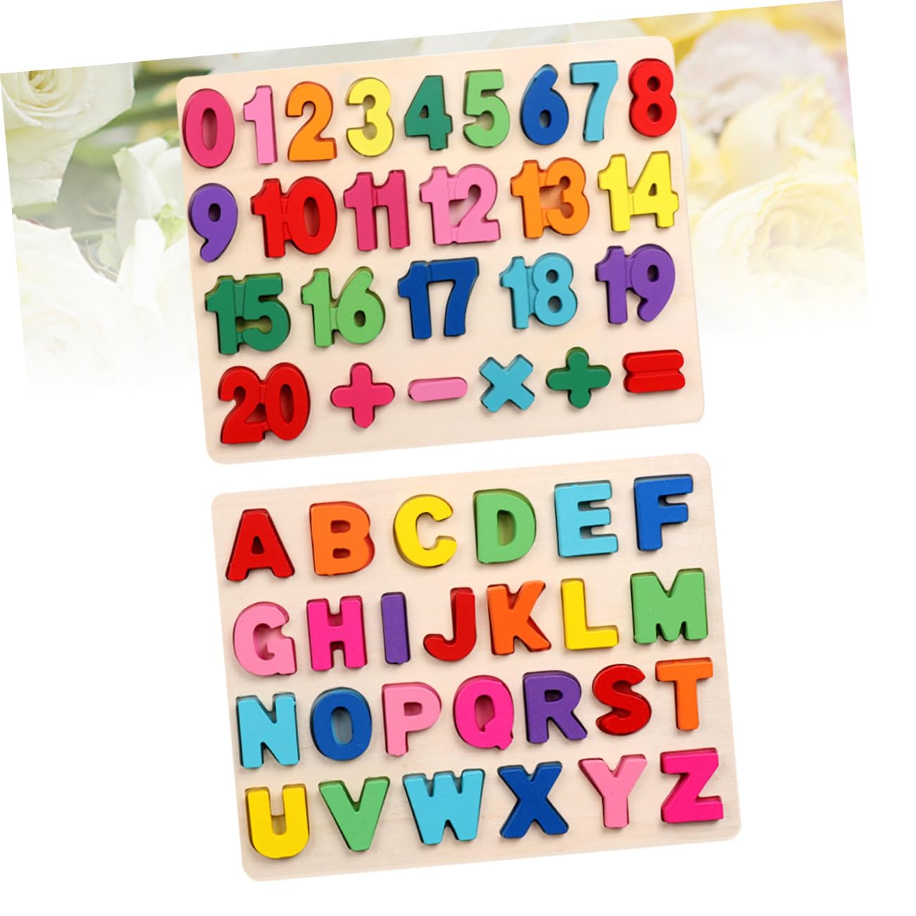 Puzzle Educativo de Madera para Números y Alfabeto Mayúsculas Colores Brillantes Juguetes Didácticos para Desarrollo Cognitivo y Habilidades Matemáticas Seguro y Ecológico