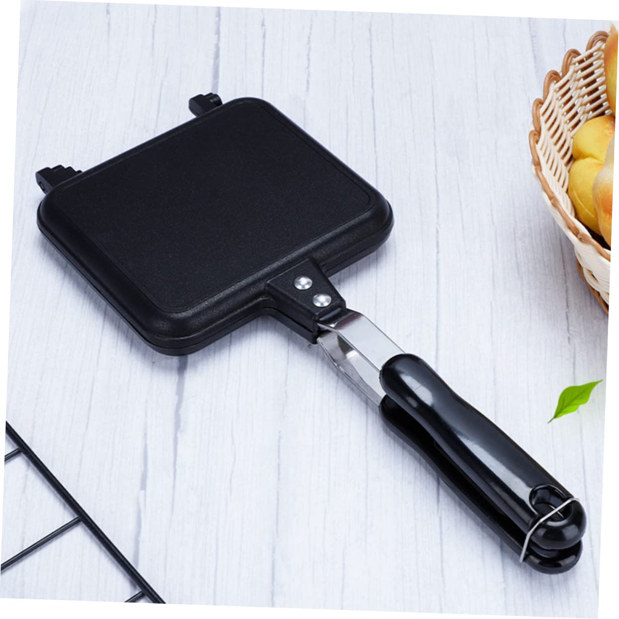TOYANDONA Teglia per Sandwich Antiaderente Teglia Doppio Lato per Toast Padella per Pane Manico Appeso Utensili da Cucina Resistenti e Facili da Pulire