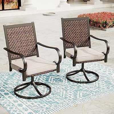 Wicker Patio Swivel Dining Chairs Set of 2, Outdoor Dining Chairs with All Weather Outside Rattan Chairs for Garden, Lawn, Backyard, Porch, Deck 616j16ebR2L. SS400
