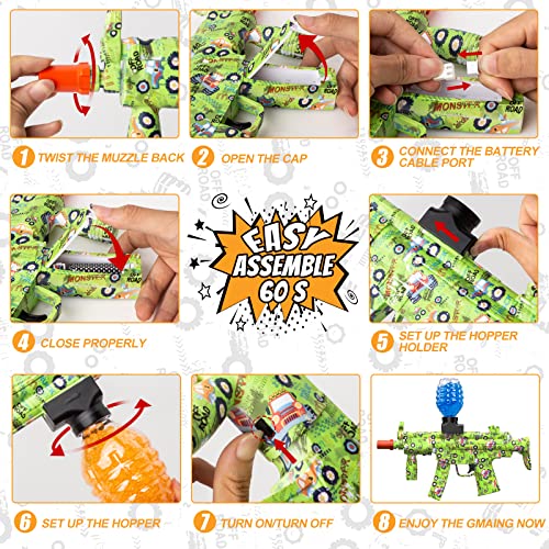 Splat Gun,Gel Ball Blaster Mp5 Toy, Splatter Ball Blaster Electric For Gel Ball Blaster With 40000 Gel Balls And Goggles For Outdoor Activities,Optimized Gearbox Gel Shooter For Ages12+(Green) #TOP2