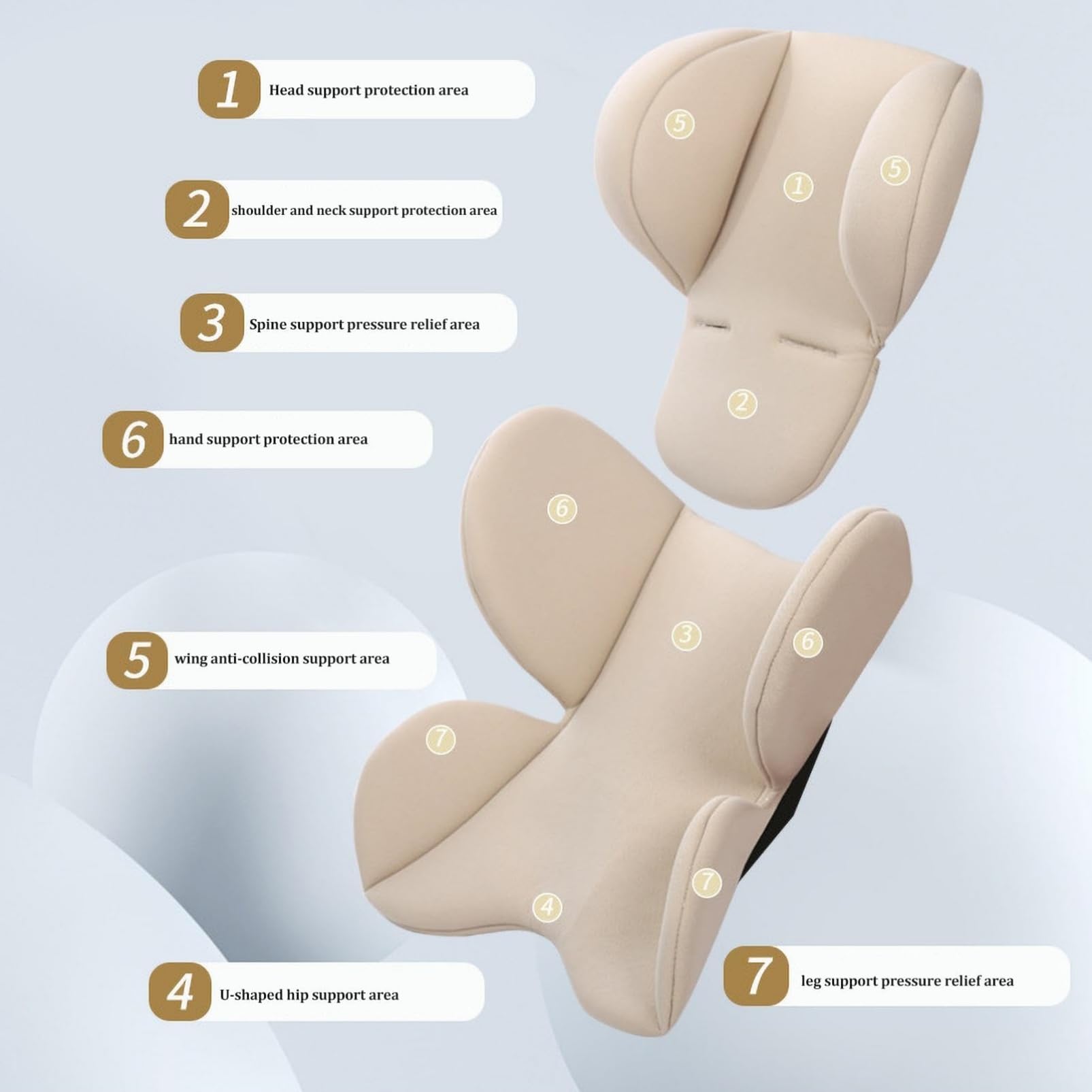 Reposacabezas de Asiento de Coche para Recién Nacidos, Cojines para Cochecito - Almohadilla de Inserción para Asiento de Cabeza y Cuello, Almohadilla de Cojín Extra Suave para de Coc (Gris)