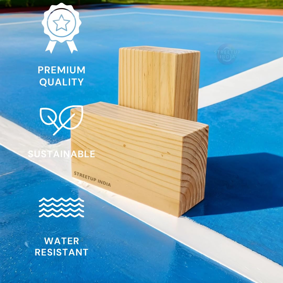 Streetup India® Wooden Yoga Block With Eco-Freindly Pine Wood| Non-Slip Workout Block|Extra Large 9X5X3 Inches (Set of 1) 2