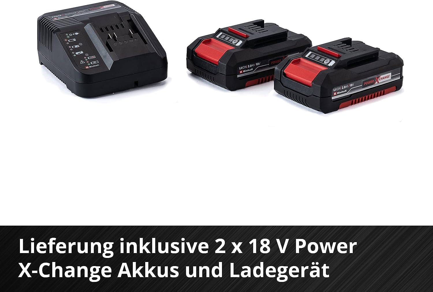 Einhell Akku-Schlagbohrschrauber-Set TE-CD 18/40 Li-i +64 (2x2,0 Ah) Power X-Change (Li-Ion, 18 V, 40 Nm, Drehzahl-Elektronik, 2-Gang-Getriebe, max. 24.000 min-1, inkl. Akkus, Ladegerät & Zubehör)