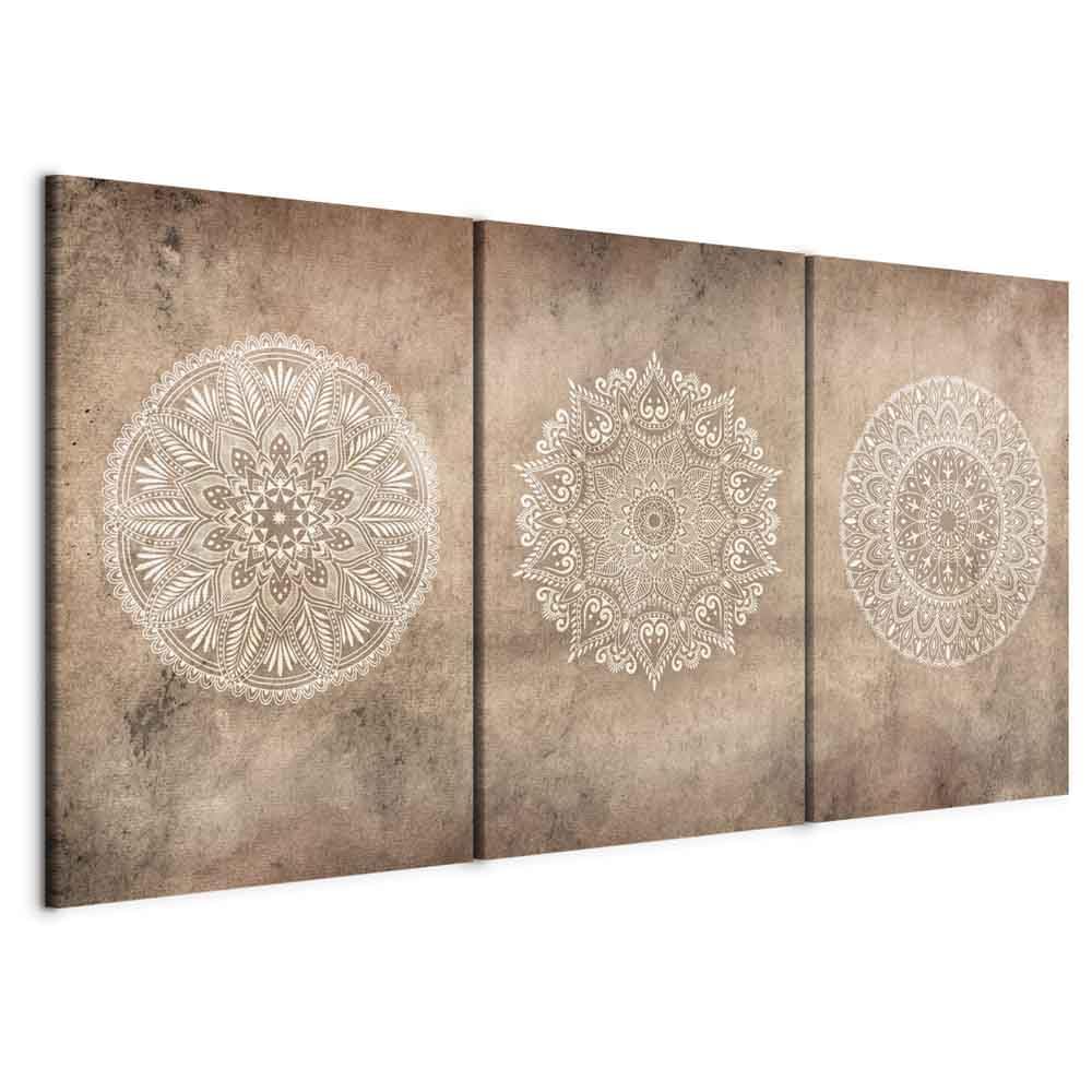murando - Art Set of 3 Canvases Wall Art Boho Mandala 180x90 cm (3 pcs. 60x90 cm each) Acoustic Wall Multi Part Canvas - 3 Pieces Large Print - Conference Room - Soundproof a-C-10063-b-a