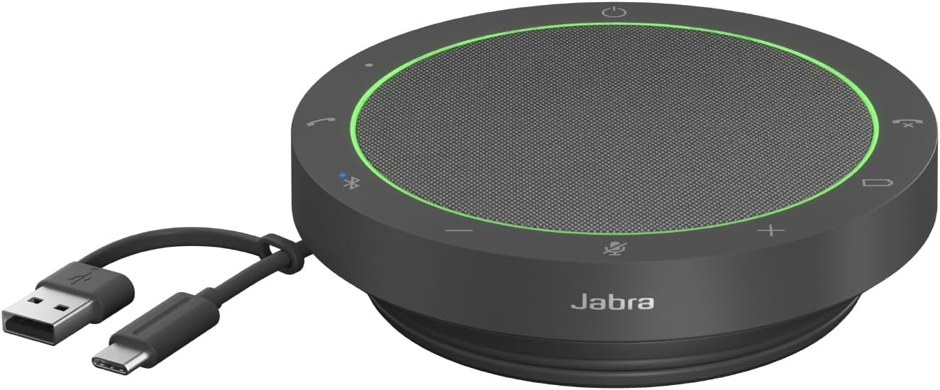 Jabra Speak2 55 Wireless Bluetooth Speakerphone (2025 Edition) - Portable Speaker with 4 Noise-Cancelling Mics - Certified Microsoft Teams Speaker - Dark Grey