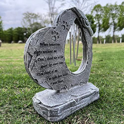 Dog Pet Memorial Stones with Wind Chimes Paw Print Pet Garden Stones Heart Shaped Cat & Dog Grave Markers Gifts Loss of Pet Sympathy Gifts Dog Pet Memorial Stones with Wind Chimes Paw Print Pet Garden Stones Heart Shaped Cat & Dog Grave Markers Gifts Loss of Pet Sympathy Gifts