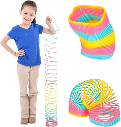 The Dreidel Company Arco iris de resorte helicoidal cuadrado jumbo, recuerdo de fiesta para niños, 4.75 pulgadas (4.724 in) envuelto individualmente