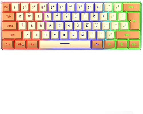 Teclado mecánico para juegos de 61 teclas, teclado mecánico con cable, teclado portátil iluminado para computadora, laptop, escritorio, accesorios