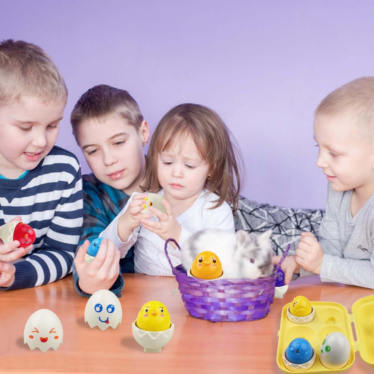 Pinkiwine Easter Hide & Squeak Eggs Montessori Sorting & Matching Learning Toys for Toddlers Kids Boys Girls Easter Basket Stuffers Gifts Party Favors