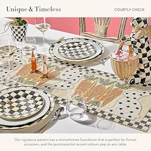 MACKENZIE-CHILDS Enamel Dinner Plate, Decorative Dinnerware Plate, 10 Inches, Black-and-White Courtly Check MACKENZIE CHILDS Enamel Dinner Plate Decorative Dinnerware Plate 10 Inches Black and White Courtly Check