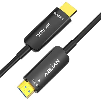 8K HDMI Cable 50 ft, Fiber Optic HDMI Cable 2.1 48Gbps Support 8K@60Hz 4K@120Hz Ultra High Speed for Dynamic HDR/eARC/HDCP 2.3for RTX3090 Xbox PS5 LG C9 CX Slim in-Wall Rated CL3