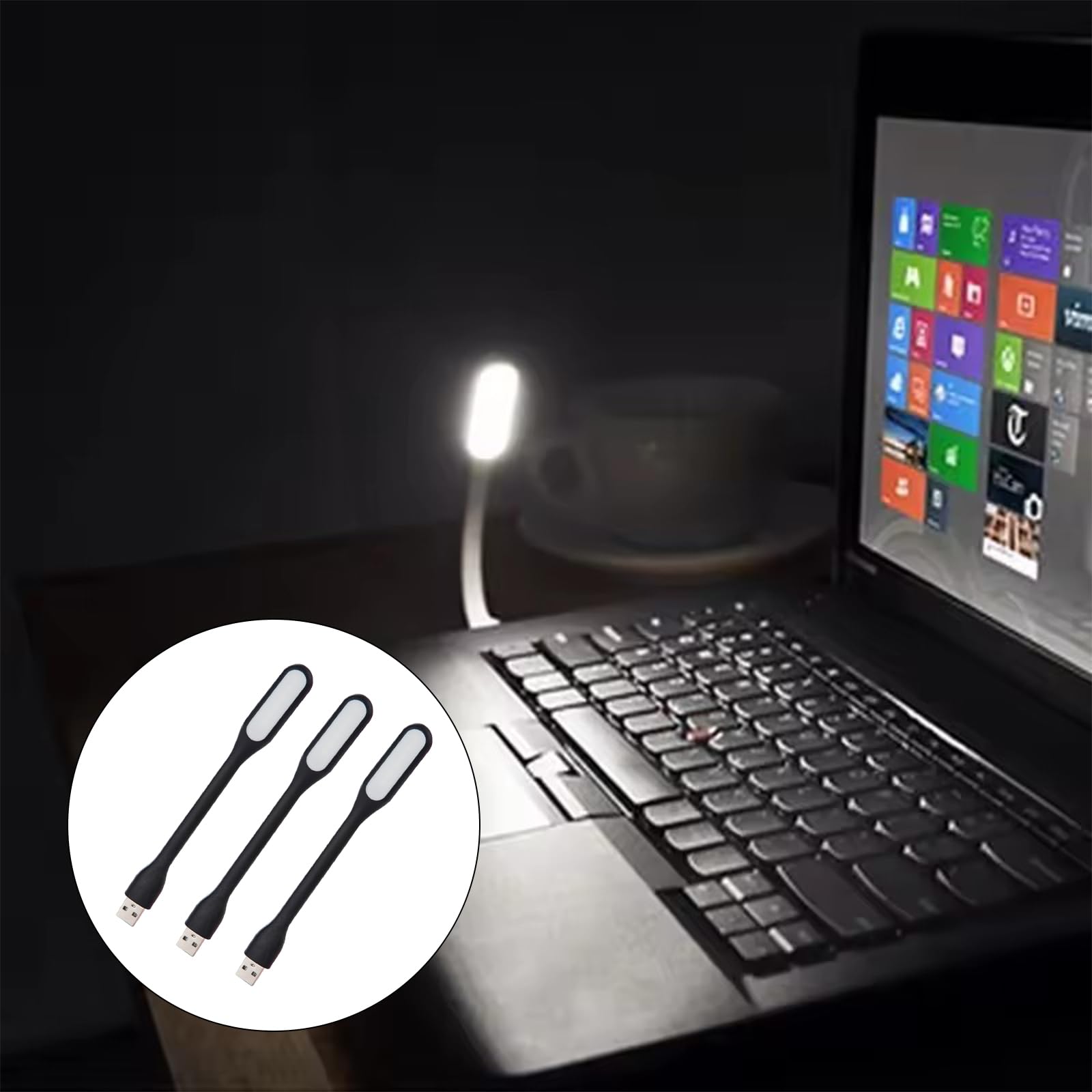 TMRBBesty LED USB PC,Luce Tastiera,Lampada Laptop,3 Pezzi Luce LED USB Flessibile,Collo D'oca Flessibile,Per computer portatili,Alimentazione mobile