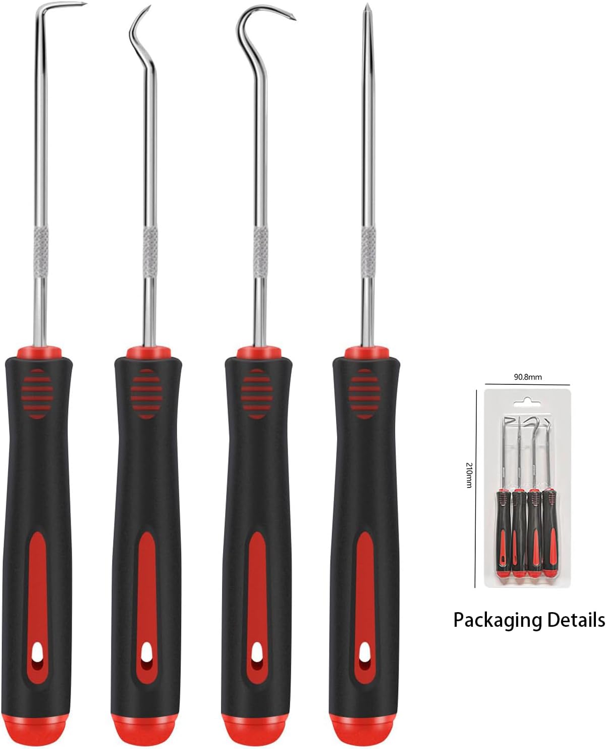 4-Piece Hook and Pick Set, Slip Shaft for Oil Seal, Gasket Removal, and Electronic Repair(6.5 Inches)