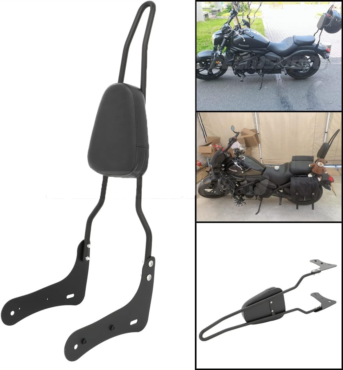 Black Motorcycle Rear Seat Backrest Sissy Bar Back Rest Compatible For Kawasaki Vulcan S 650 VN650 2015-2020
