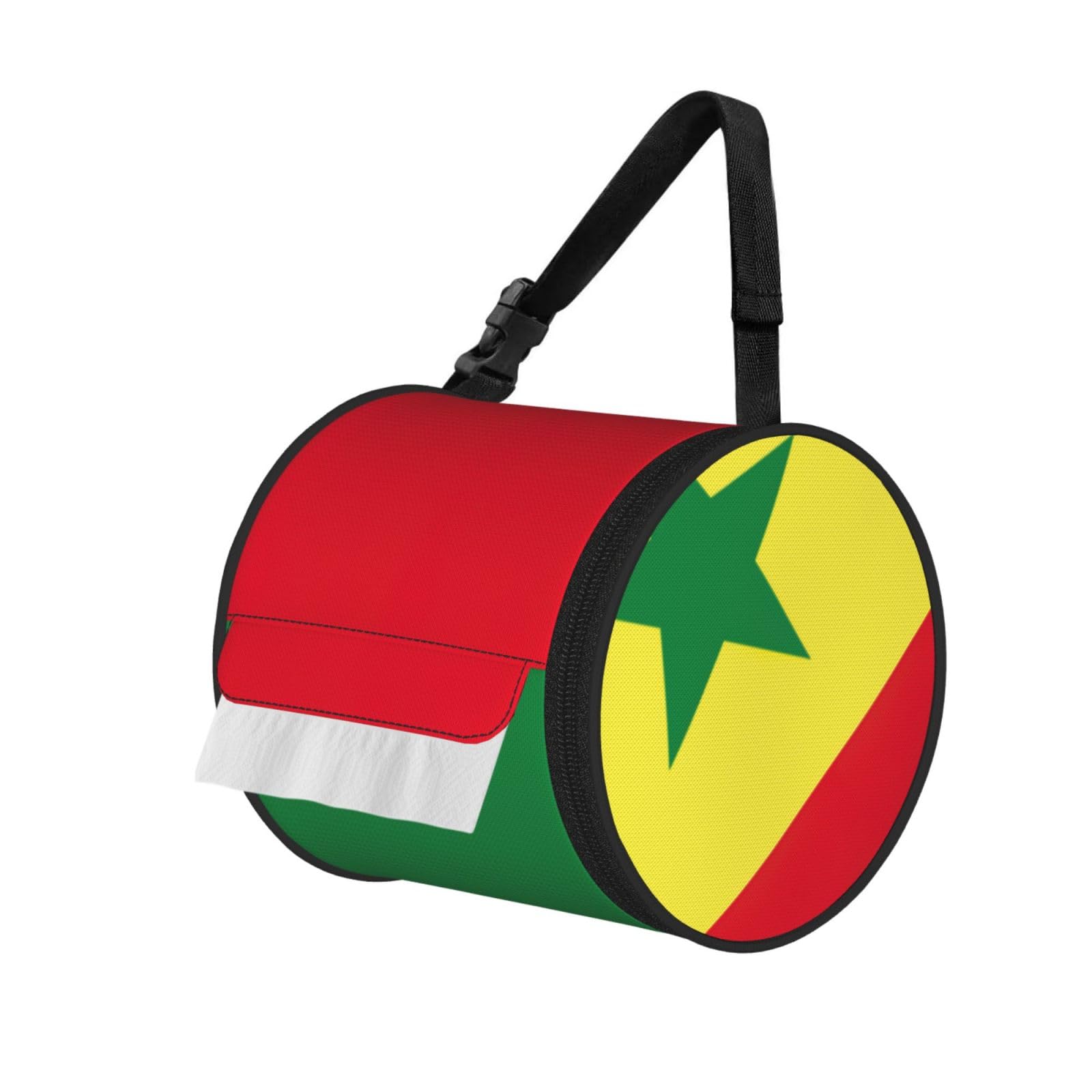 Flag Of Senegal Print Fashion Tissues Organizer Box, Hanging Tissue Holder For Purse Coins For Car Office Daily Outing