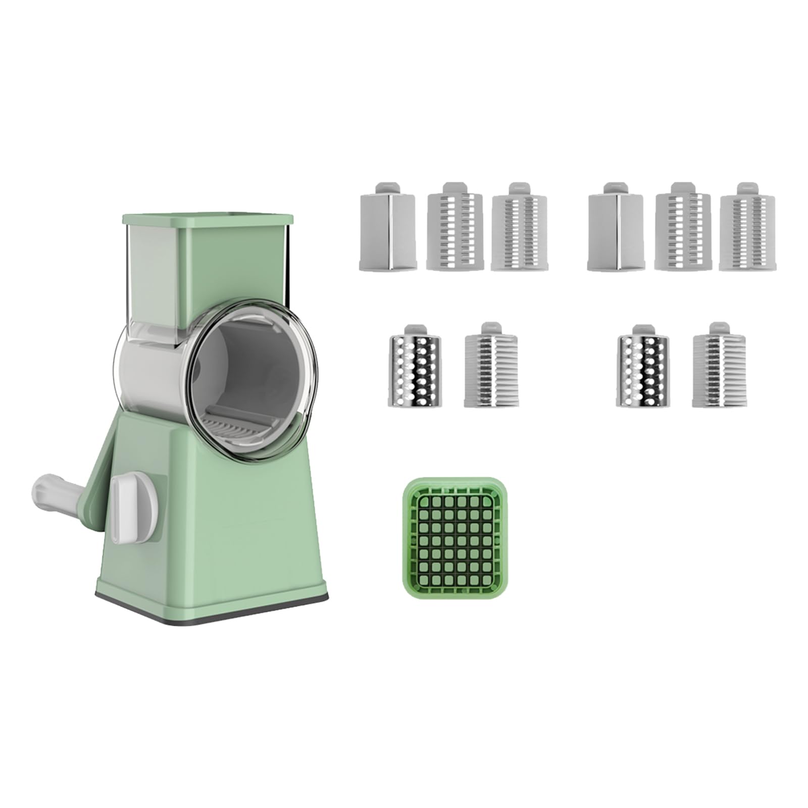 Kalttoy Green Manual Rotary Vegetable Cutter With Interchangeable Steel For Slicing Grating And Diced Kitchen Tool Manual Rotary Vegetable Cutter