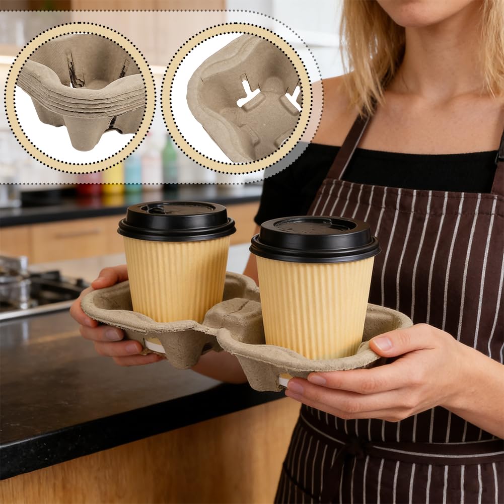 150 pièce Fibre 2 Porte Gobelets Porte Gobelets à Emporter Porte Gobelet à Emporter de 21.3x11x4.4cm pour Les Cafés Épiceries Restaurants à Emporter Magasins de Boissons