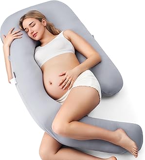 Pregnancy Pillow with Cooling Cover, Dreamlign U Pro Maternity Pillow with Adjustable Leg Pillow - Support for Back, HIPS, Belly, Legs for Pregnant Women, 50-72 Inch Full Body Pillow, Grey