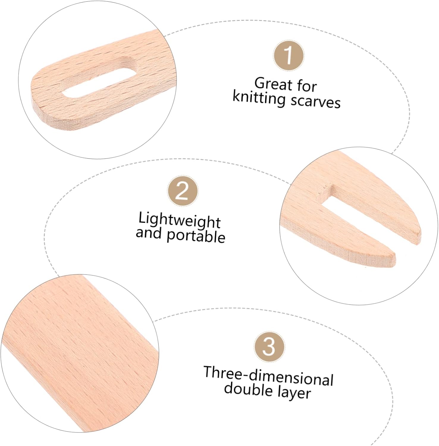 HOMSFOU 5-Piece Weaving Loom Tools Set with Wooden Needles Comb with Stick for DIY Crafts and Tapestry Weaving