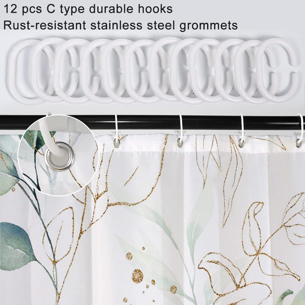Herbst-Duschvorhang Mit Kürbis & Eukalyptus – 180 X 180 Cm, Polyester | Inkl. 12 Haken Für Badezimmer-Deko