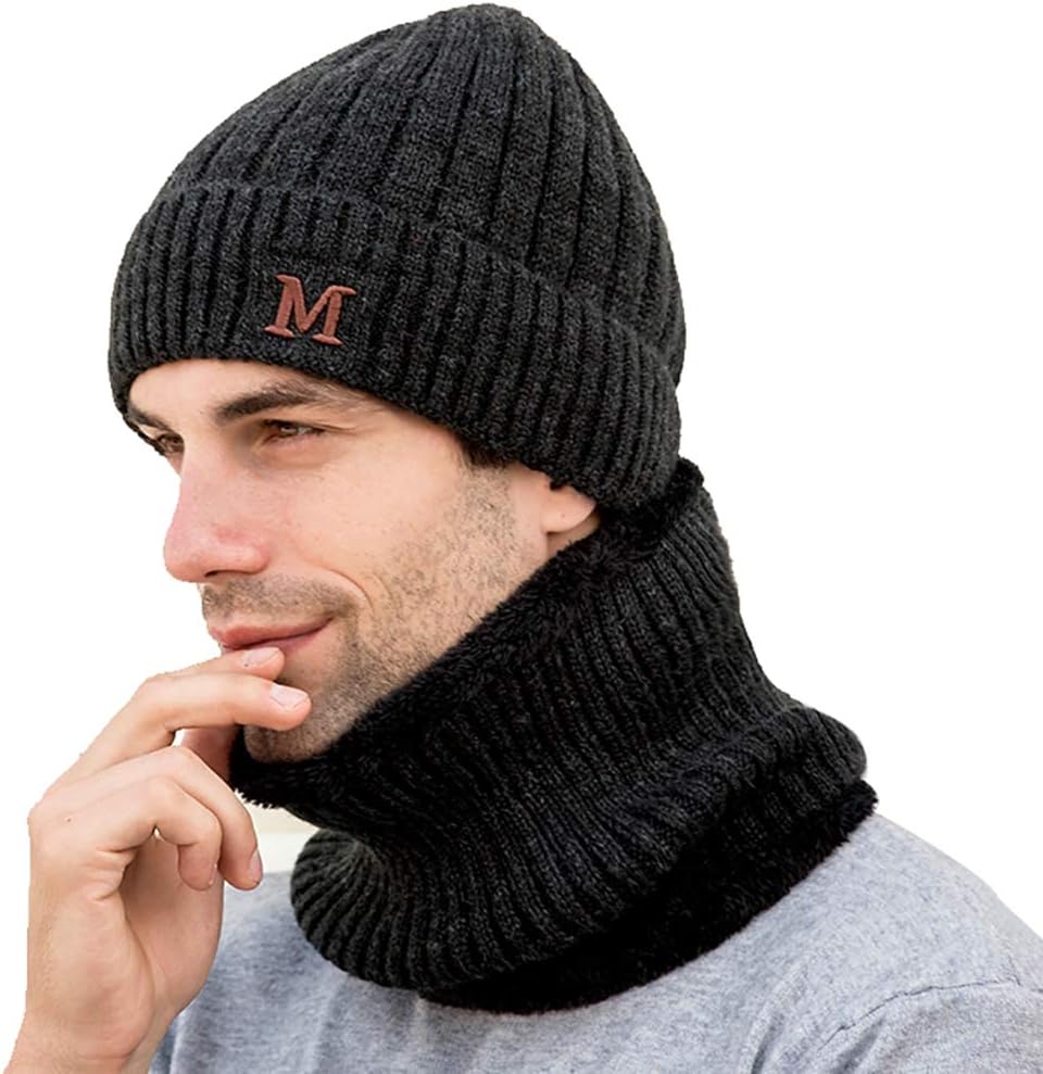 Winter Fleece Knit Beanie Hat with Neck Warmer Kuwait Ubuy