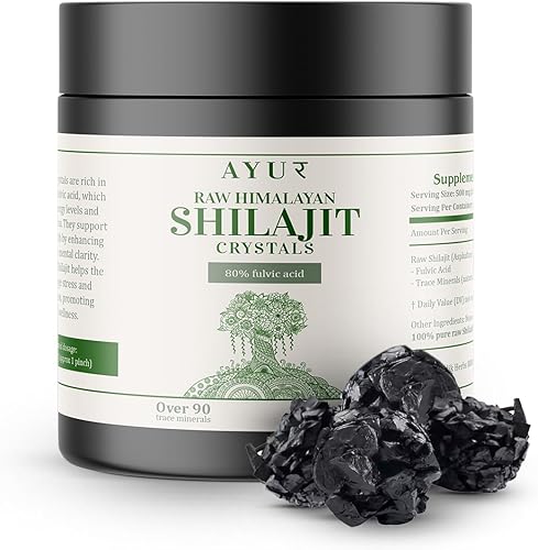 Cristales orgánicos crudos del Himalaya Shilajit  80% de ácido fúlvico  Suministro de 2 meses  90 minerales traza  Marca de confianza desde 1971