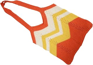 TENDYCOCO Woven Tote Handbag for Women Tote Women Crochet Bag Knitted Tote Bag Hand-Knitted Shoulder Tote Crocheted Flower Handbag Girl Crochet Tote Hand-Crocheted Bag Shoulder Bags