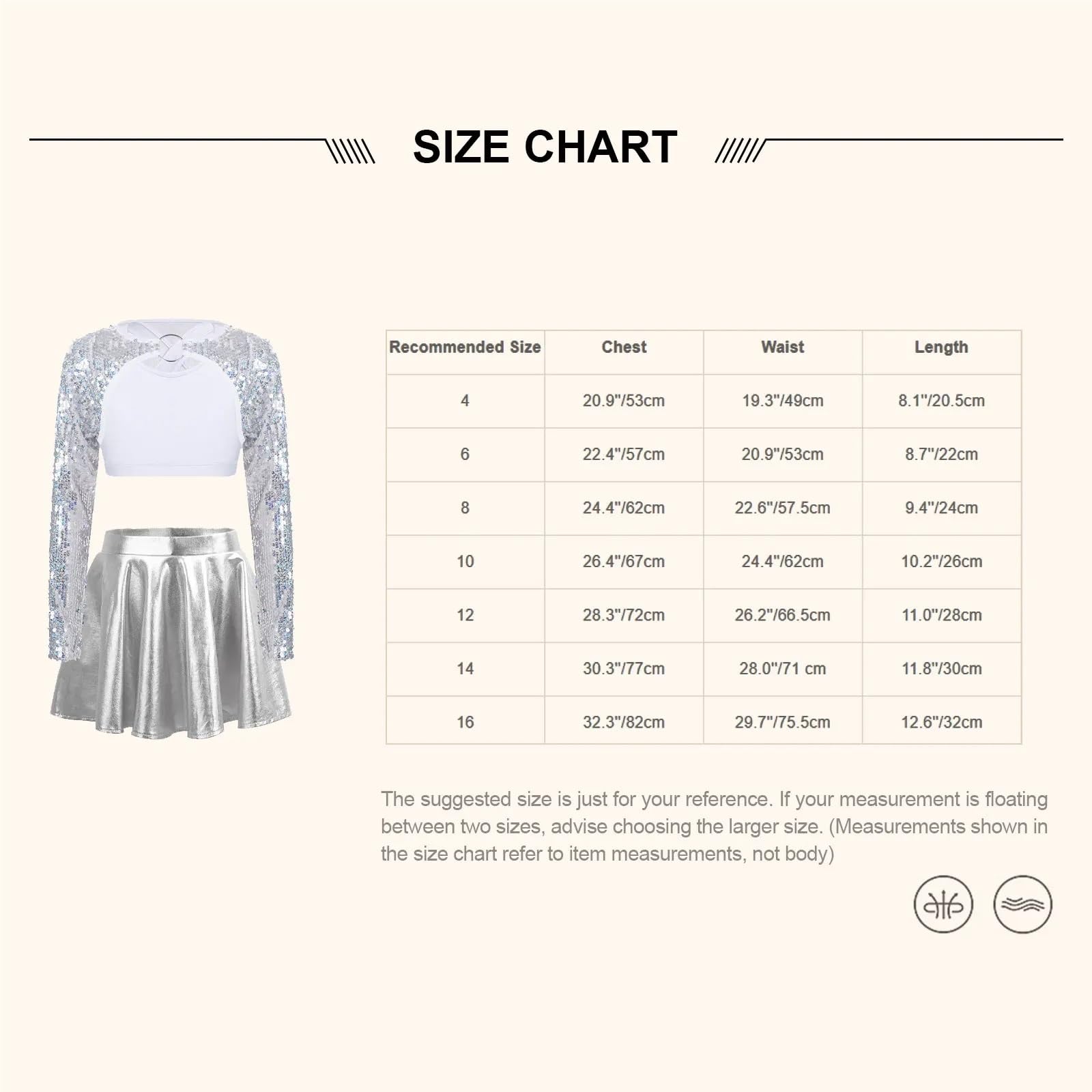 Conjuntos de Ropa de Ballet con Lentejuelas for niñas, Top Corto, Falda metálica for Danza Jazz, Disfraces de actuación escénica(Light Blue,14)