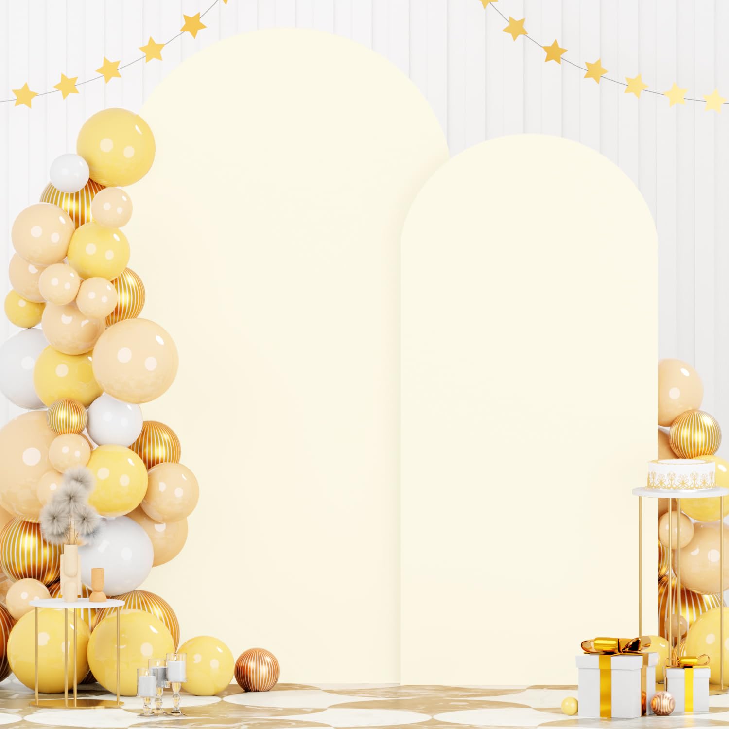 Set of 2 Arch Backdrop Cover Ivory Arch Covers 7.2 and 6FT Balloon Arch Backdrops Stands Cover Chiara Backdrop Covers Arch Spandex for Wedding Ceremony Birthday Party Bridal Baby Shower Decor