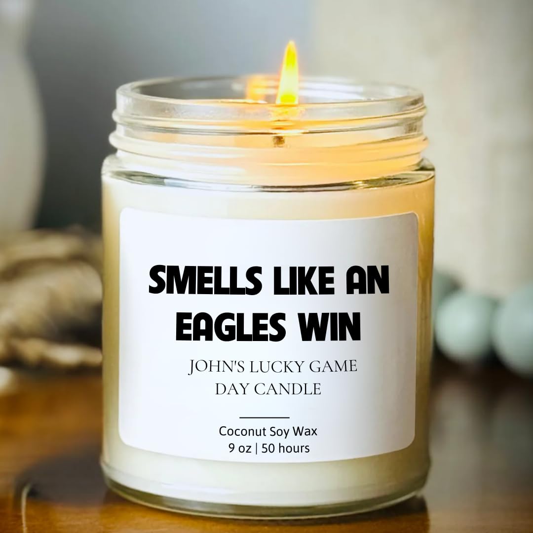 Smells Like an Eagles Win Candle - Personalized Football Themed Candles, Gift for Dad, Gift for Son, Eagles Gift, Football Themed Candle, Gift for Him