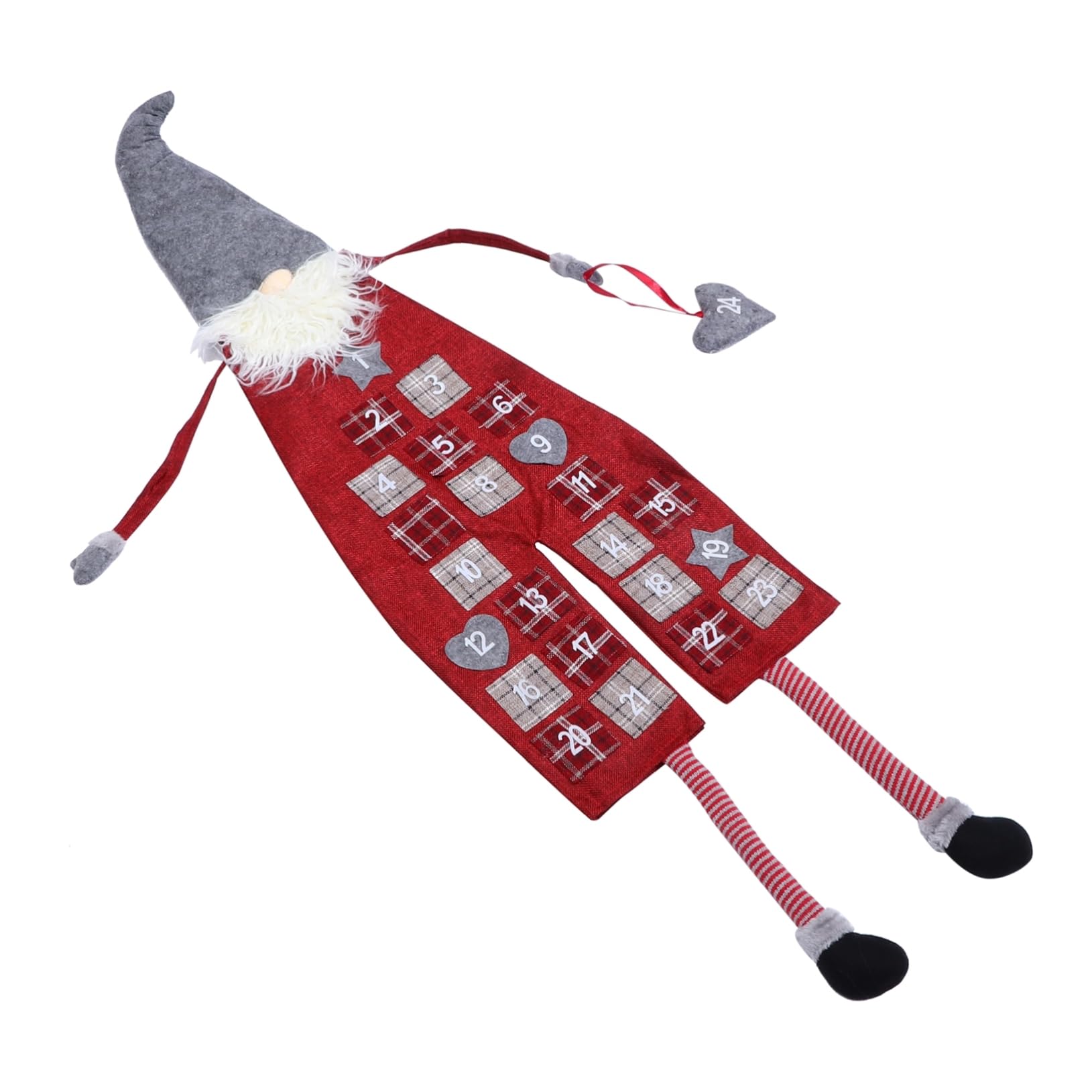 MAGICLULU Calendario di Avvento di Natale in Lino e Lana Artificiale Decorazione da Appendere a Forma di Folletto per Conto alla Rovescia Festivo