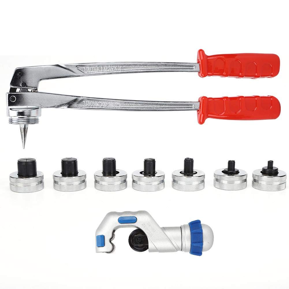 Oumefar Outil d'Expansion Manuel pour Tuyaux 10-28mm, Kit 7 Têtes pour Cuivre, Aluminium, PEX, avec Boîte de Transport