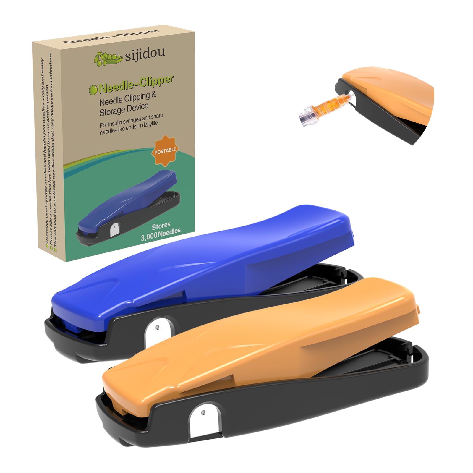 Needle Clipper for Insulin Syringe, Portable Sharps Container for Disposal Sharps, Compatible with 28-32Ga Syringe Needle, Fit Home and Travel (2,