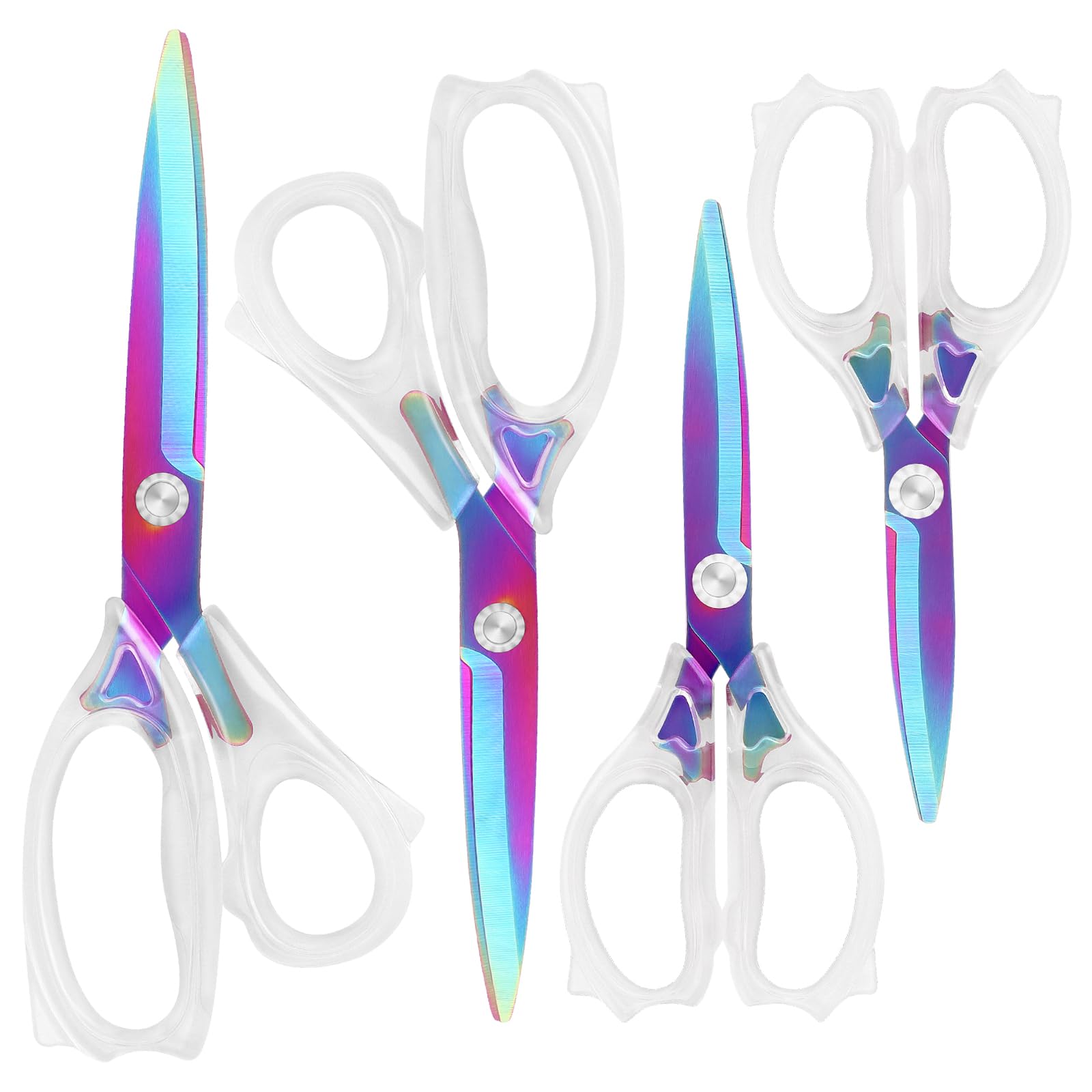 Uaugulft Acrylic Scissors, Sharp Colorful Titanium Blades with Ergonomic ABS Handle, Multi-Purpose Scissors Set of 4, Suitable for Sewing and Household