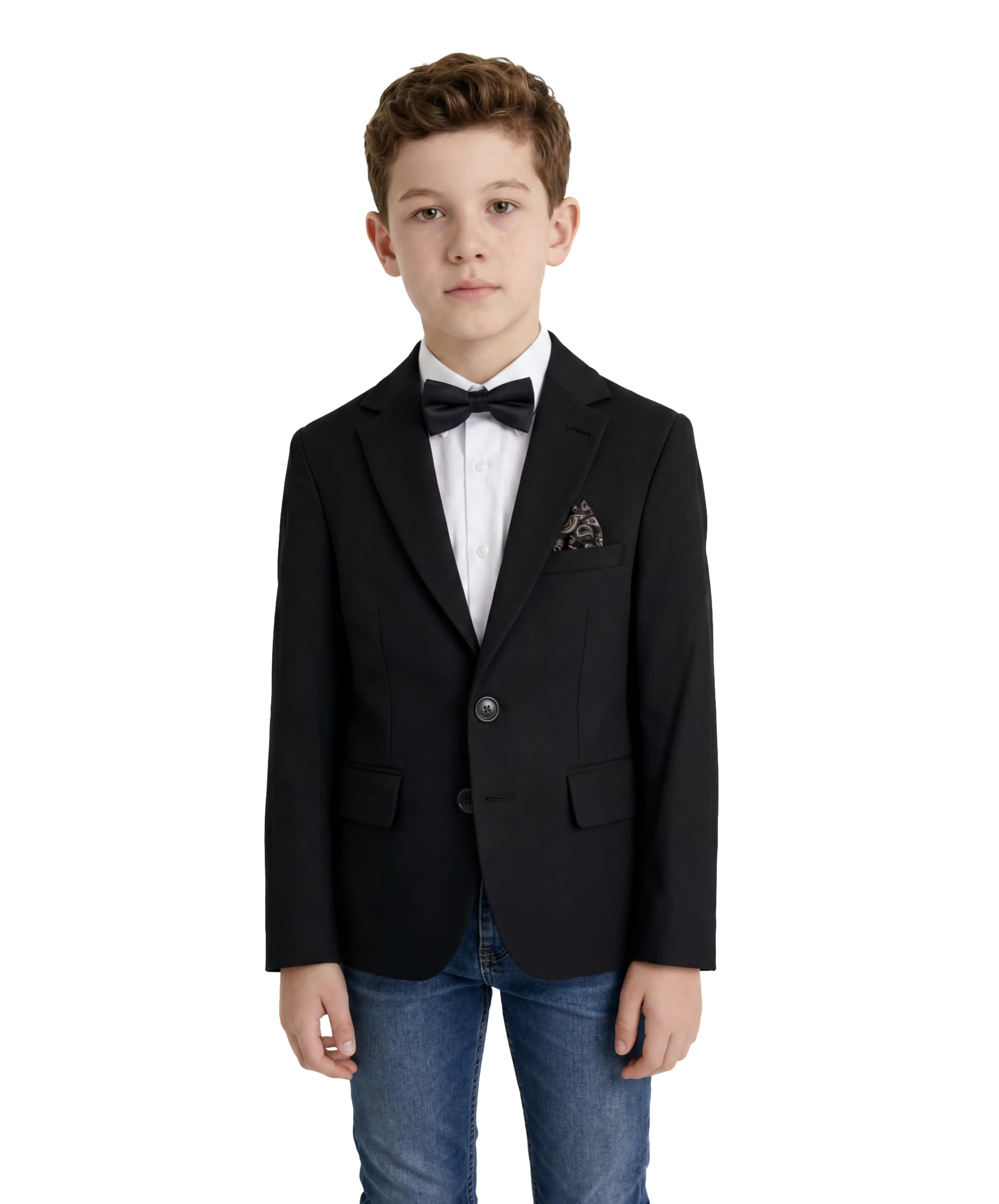 SIRRI Chaqueta Tipo Blazer Negra de 2 Piezas para niños, Ideal para Bodas, colegios y Eventos Formales, con Pajarita. Edades: 3-16 años.
