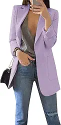 Women's Solid Color Blazer Round Neck Jackets Casual Slim Fit Long Sleeve Blazer Plus Size