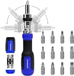 SHARDEN Ratcheting Multi Bit Screwdriver - 13-in-1 Tool Set, Flat Head/Square/Torx/Hex/Phillips, 180 Degree Pivoting Adjustable Angle Magnetic Screwdriver