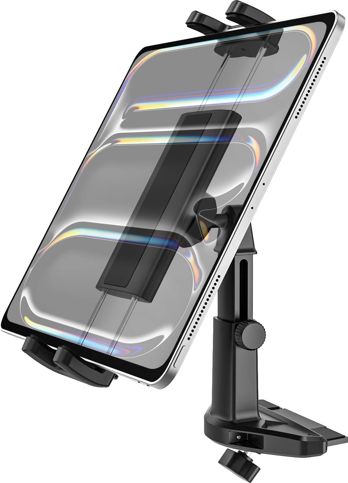 Soporte Tablet Coche CD [Brazo Ajustable], Porta Tableta Ranura CD para Camione, 360° Rotación Soporte Coche para Tab M10 M9 M8 P12 P11, iPad 10.9 iPad Pro Air Mini, Galaxy Tab, 4-12.9" Tableta