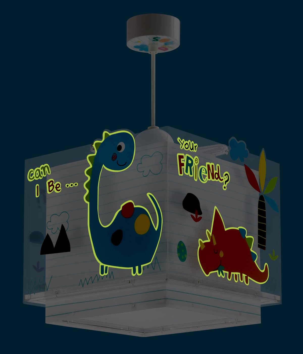 Dalber Lámpara Techo Colgante Infantil Dinosaurios 73452M E27 | Incluye difusor de luz inferior extraible; Habitación niños; lámparas infantiles. Dinos