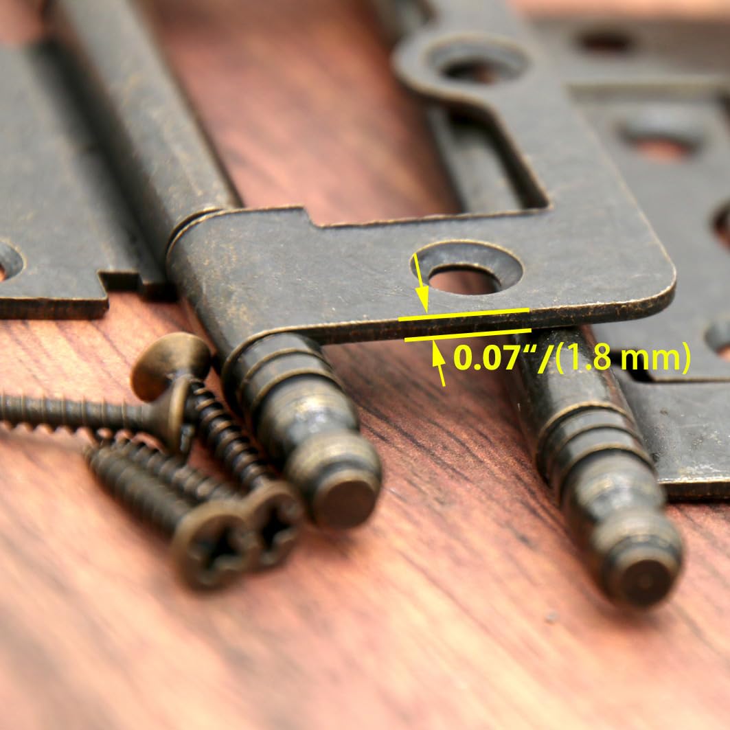 4 cerniere in bronzo antico con asse allungato, cerniere in stile vintage per scatole di legno, porte, armadietti, lunghezza piastra di 76 mm, dimensioni grandi