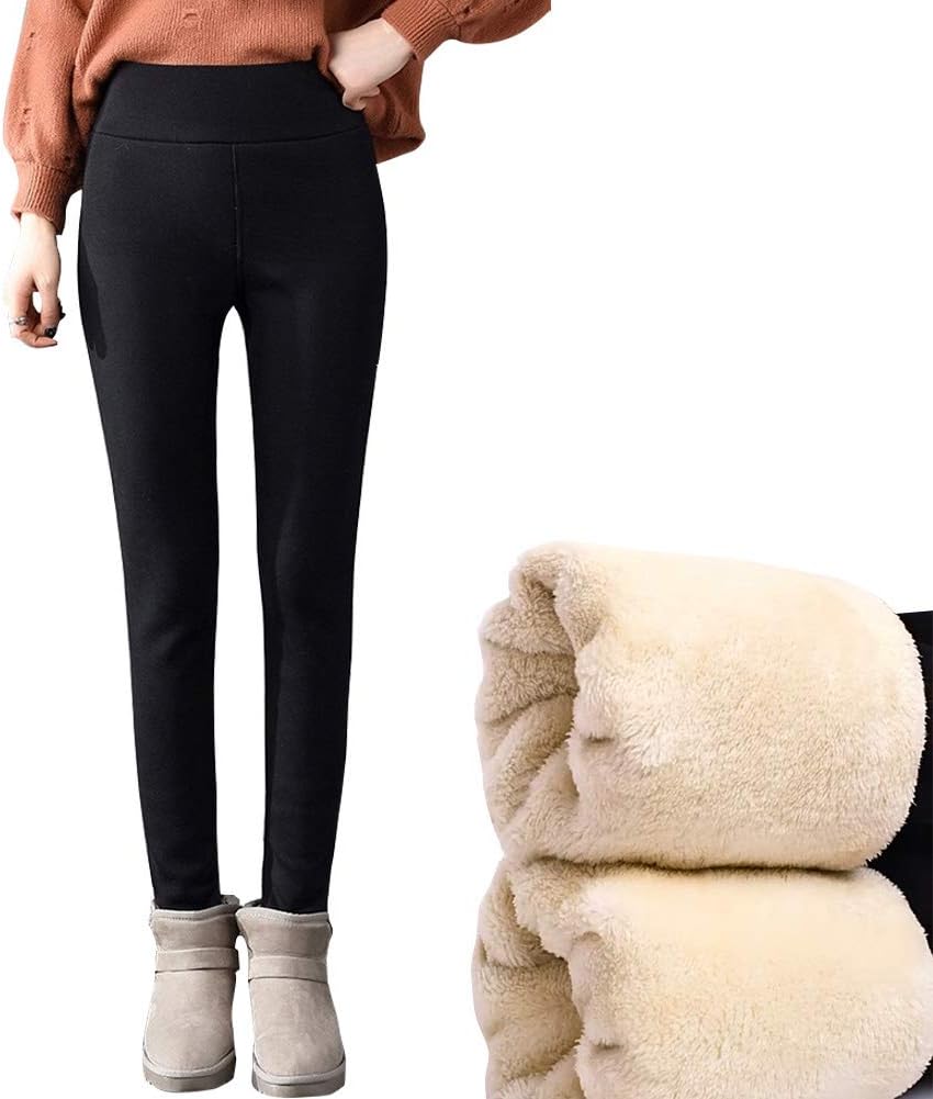 MIKIMIQISuper Thick Cashmere Leggings for Women, Polyester Sherpa Winter Leggings, Warm Elastic Slim Thermal Pants