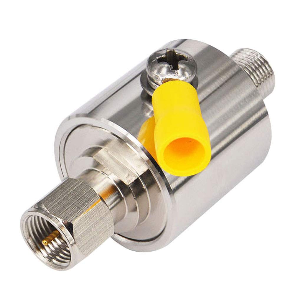 onelinkmore Lightning Arrestor F Type Coax Male to Female DC-3GHz 75 Ohm Lightning Surge Protector with 90V Gas Tube Surge Arrester