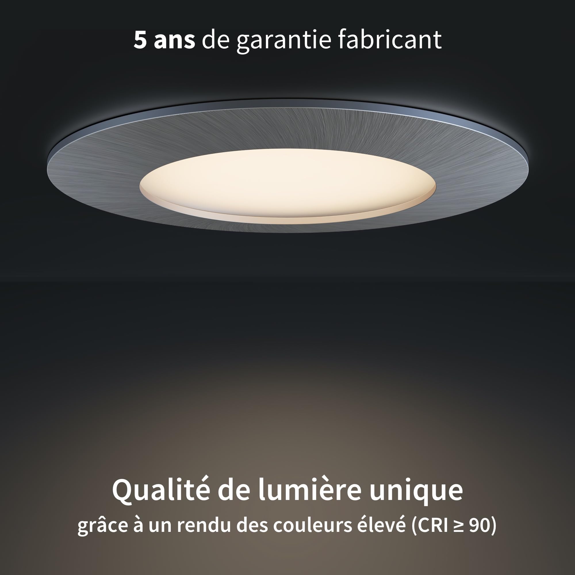 Scandinavian home Set de 3 spots encastrables LED 230V 4,5W blanc chaud 60mm - 70mm I salle de bains I CRI 90 500lm 3000K 68mm I Design en acier inoxydable avec verre dépoli