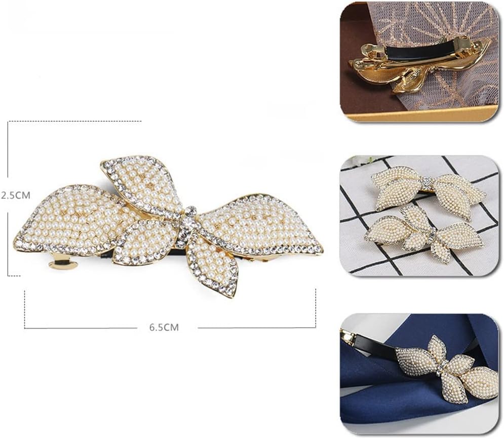 レディース パール ヘア アクセサリー ラインストーン セット スプリング クリップ トップ クリップ ポニーテール ヘア クリップ