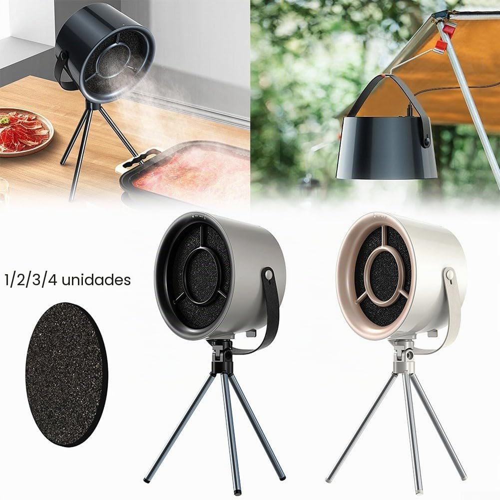 Campana extractora portátil para el hogar, campana extractora de 3 velocidades con filtros reemplazables para fondue de cocina, barbacoa (negro gris+3 pantallas de filtro)