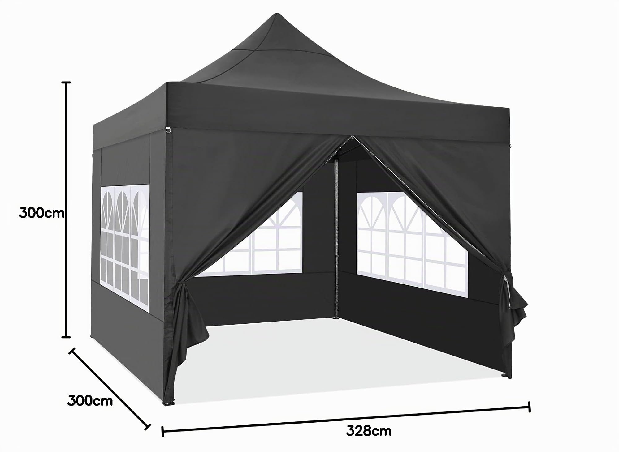 COBIZI Tonnelle Pliante 3x3 Imperméable, Tente de Jardin Exterieur avec Parois Latérales, Barnum Pliant 3x3, Anti UV Tente pour Exterieur Plage Terrasse (3 par 3m Noir)