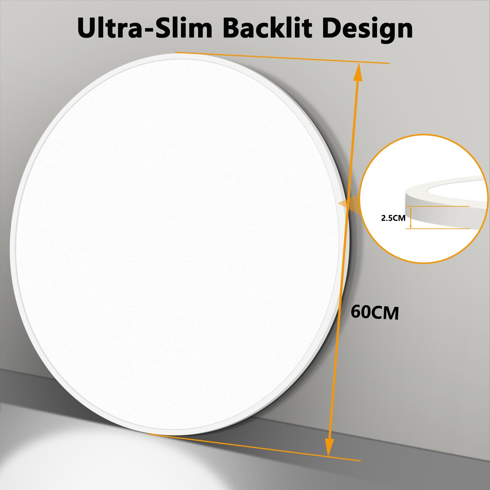 50W LED Deckenleuchte Flach Dimmbar, Ø60CM Deckenlampe mit Fernbedienung, 3000-6500K Modern Ultra Dünn, Rund Deckenleuchten Dimmbar für Wohnzimmer Schlafzimmer Kinderzimmer Büro Küche, Weiß